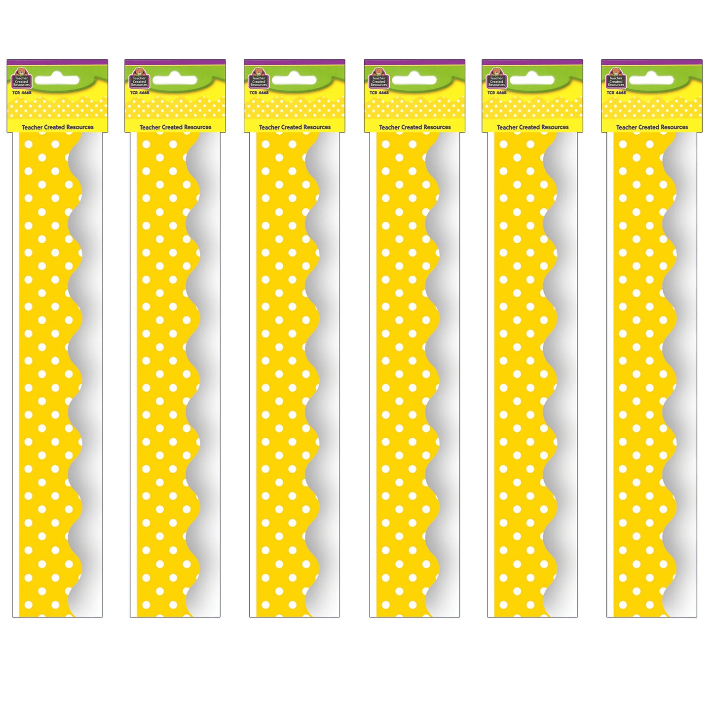 Yellow Mini Polka Dots Border Trim, 35 Feet Per Pack, 6 Packs