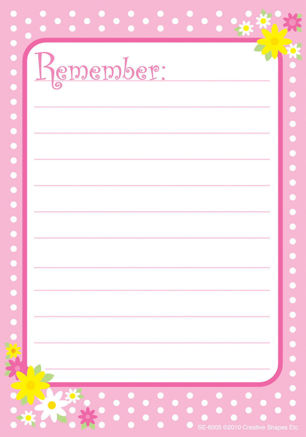 SHAPES ETC. Notes & Quotes - Remember Pink Polka Dots