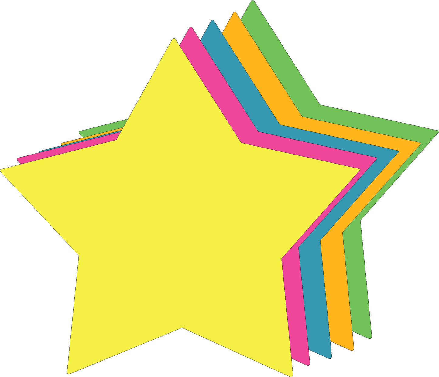 SHAPES ETC. Star Bright Neon Assorted Color Super Cut-Outs- 8” x 8”