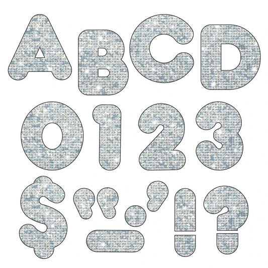 Trend Silver Sparkle 4-Inch Casual Uppercase Ready Letters (T1613)
