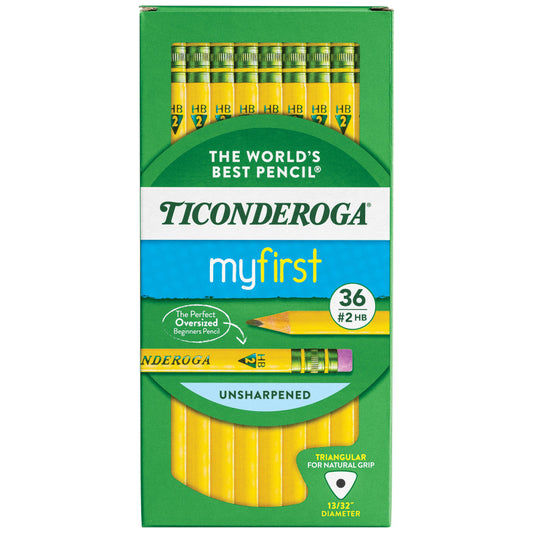 Ticonderoga My First Tri Write Pencils with Eraser, 36 Count (DIX 13082)