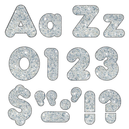 Trend Silver Sparkle 4 Inch Casual Combo Ready Letters (T-79943)