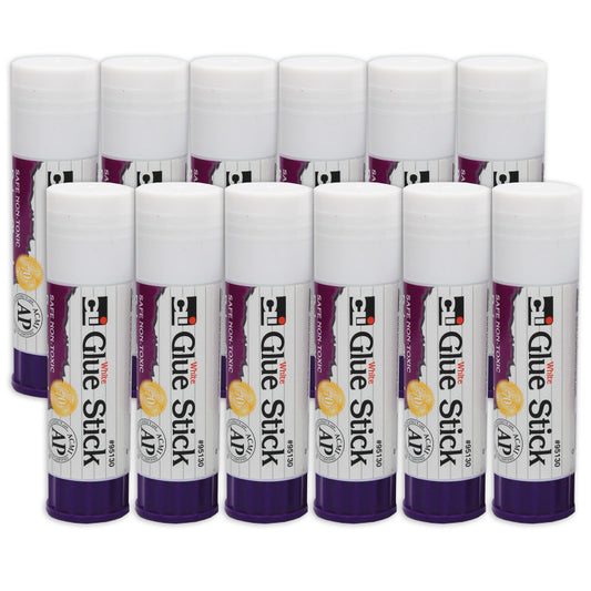 Advantus Economy Glue Sticks, White, 1.30 oz, 12 Pack (CHL 95130)