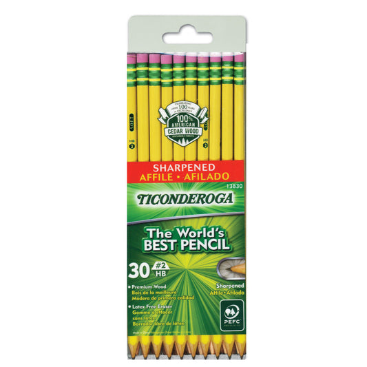 Dixon Ticonderoga No. 2 Pencils, Pre-Sharpened, 30 Pack (DIXX13830X)