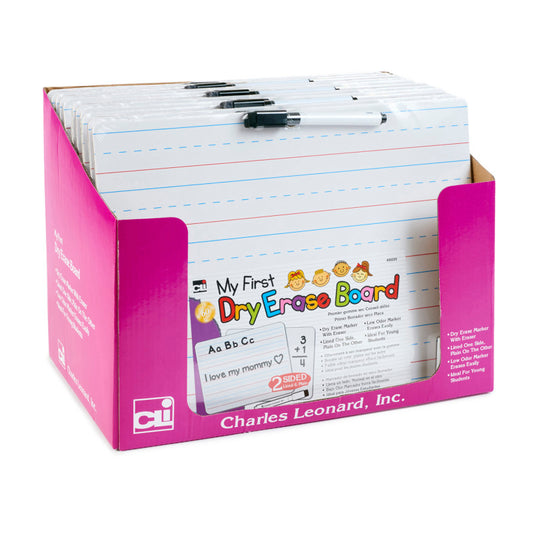Charles Leonard My First Lapboard 2 Sided Dry Erase Boards w/ Marker Eraser, 9x12, 12 Pack (35220-ST)