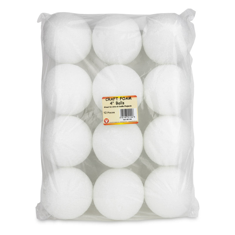 Hygloss Craft Foam Balls, 4 Inch, Pack of 12 (HYG 51104)