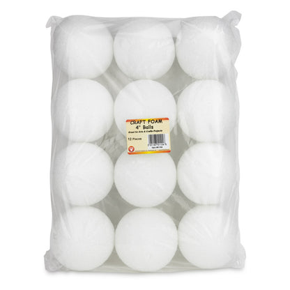 Hygloss Craft Foam Balls, 4 Inch, Pack of 12 (HYG 51104)