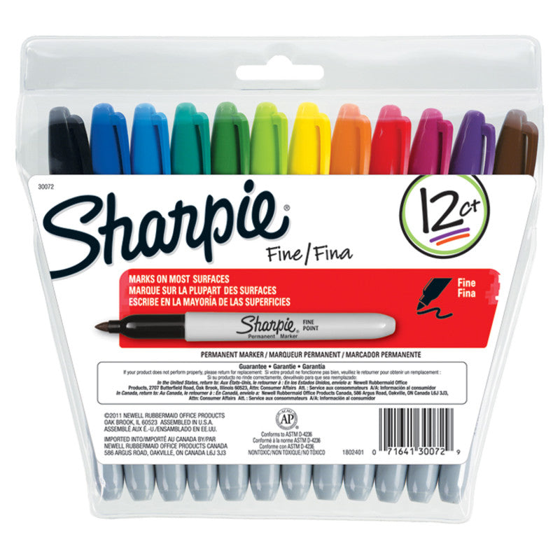 Newell Sharpie Permanent Marker Set, Fine Point, 12 Count (SAN 30072)