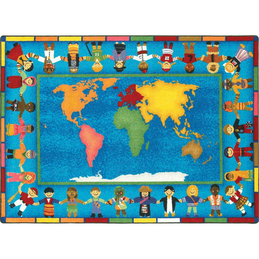 Joy Carpets Hands Around the World Rug, Rectangle