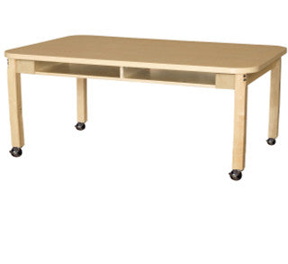 Wood Designs Hardwood Four Seater High Pressure Laminate Desk with Casters, 36" x 60", Height Variants