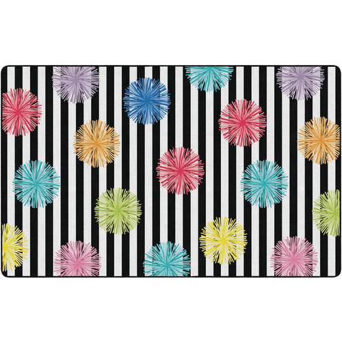 Flagship Just Teach Black & White Poms Rug