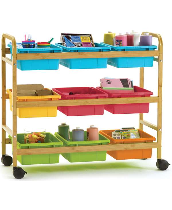 Copernicus Bamboo Book Browser Cart, Vibrant, 9 Tubs (CEPBB006-9-VM)